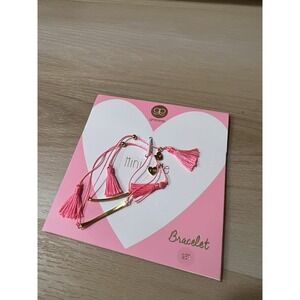 NOC GORJANA Mini‎ & Me Bracelet Set With Hot Pink Tassels Gold